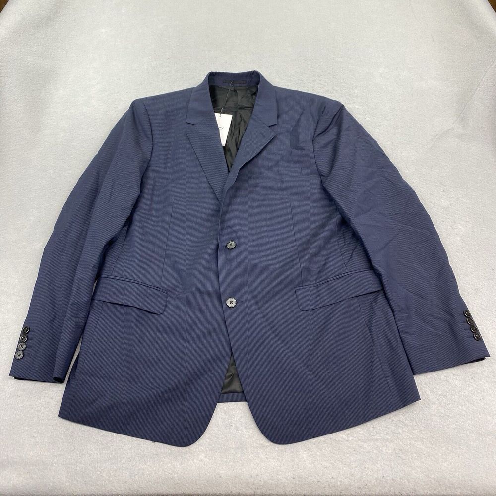 Theory‎ Jacket Mens 44R Blue Striped 2 Button Chambers Single Breasted Wool